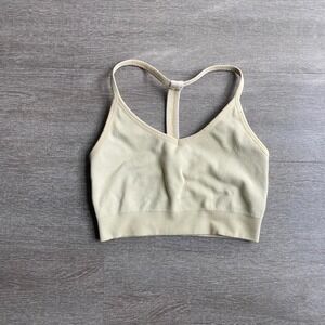 Small Yellow Yogalicious Ribbed Y back Top Cropped 1112